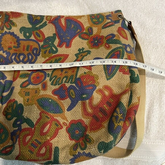 Vintage Burlap Ethnic Animal Crossbody Tote Bag Women’s Colorful Zipped - Picture 14 of 16